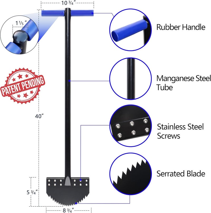 CKLT One-Piece 40in Manual Edger Lawn Tool with Spring Steel Blade Manganese Steel Border Edger for Landscaping Rustproof Half Moon Edger with Rubber Handle for Garden Maintenance - Image 4